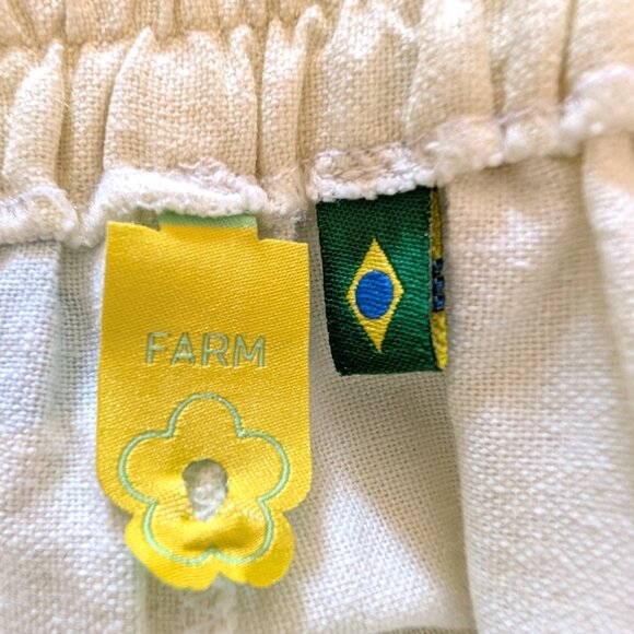 Farm Rio Womens Size M White Blue Tropical Parrots Linen Blend High Rise Shorts - Picture 7 of 9